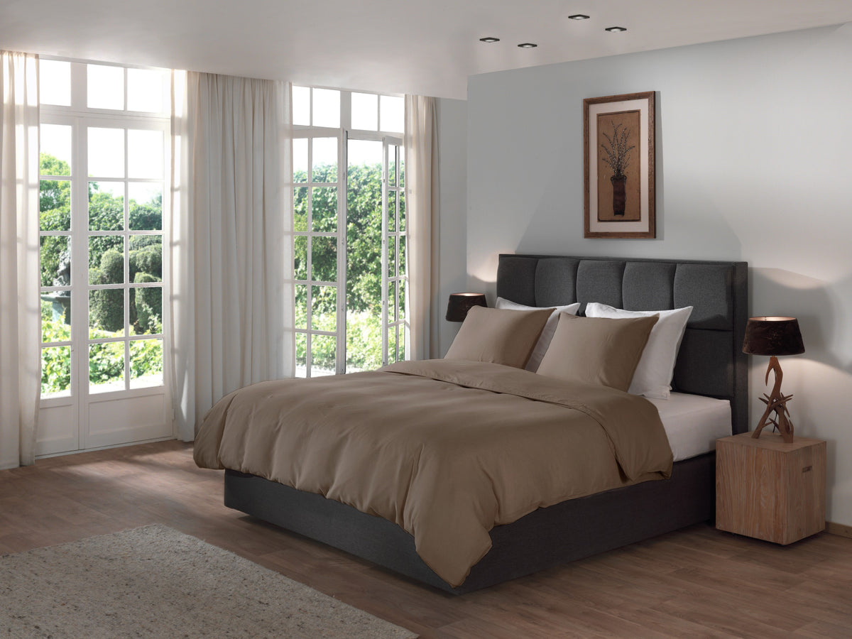 Yellow Dekbedovertrek Suite Saint-Tropez Plaza Taupe - 45% Linnen 55% Katoen