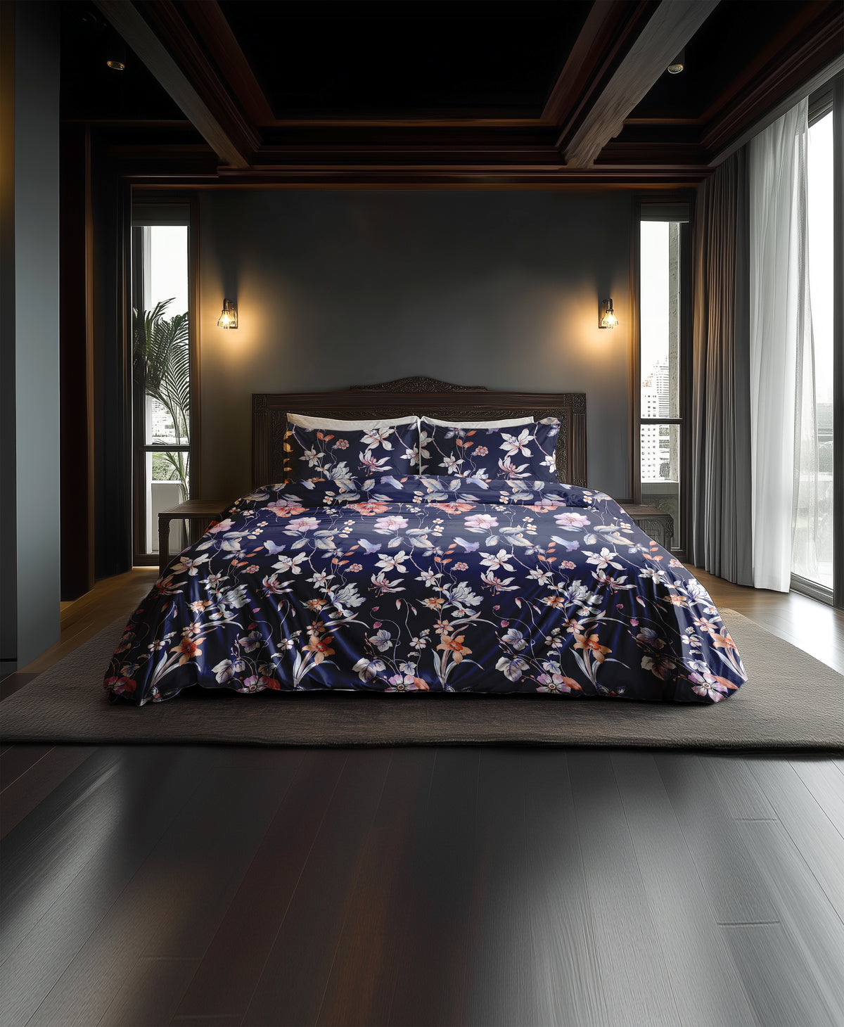 Heckettlane Dekbedovertrek Suda Charcoal Purple - 100% Katoen-Flanel