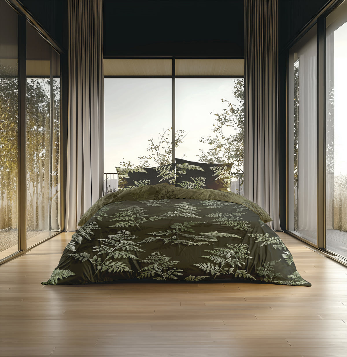 Heckettlane Dekbedovertrek Rua Forest Green - 100% Katoen-Satijn