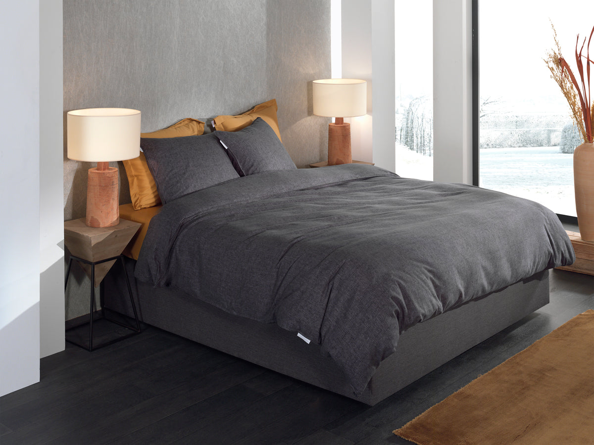 Heckettlane Dekbedovertrek Franela Anthracite - 100% Katoen-Flanel