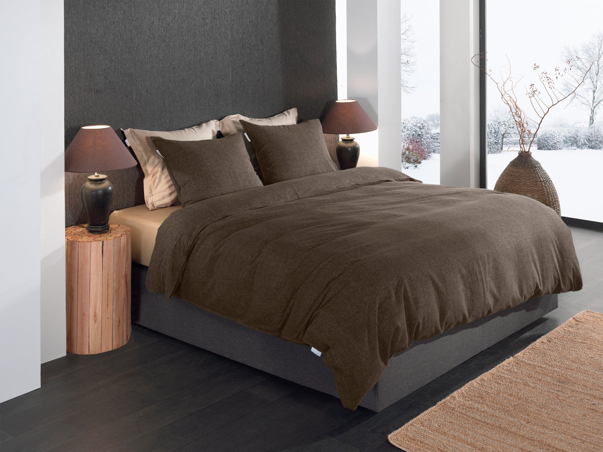 Heckettlane Dekbedovertrek Franela Coffee Quartz - 100% Katoen-Flanel
