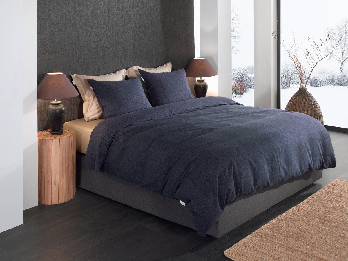 Heckettlane Dekbedovertrek Franela Dark Blue - 100% Katoen-Flanel