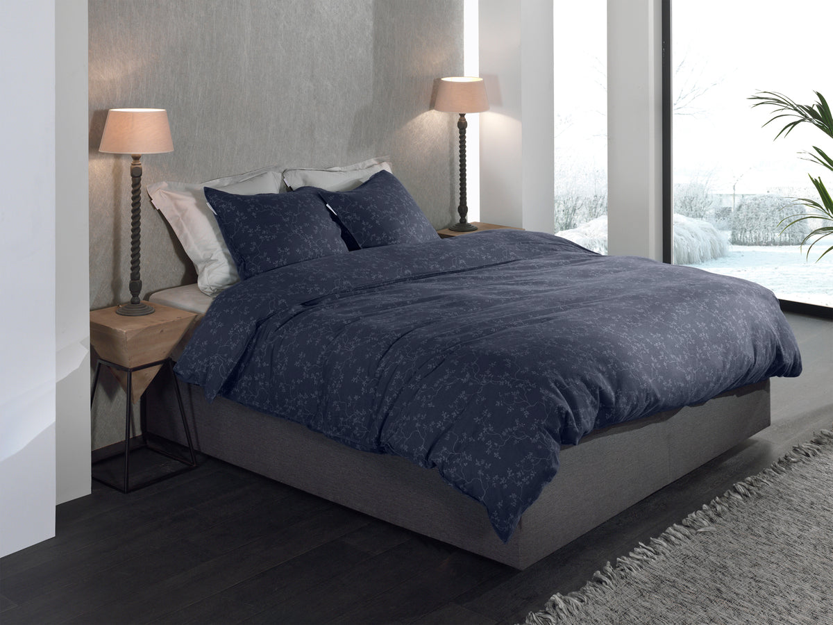 Heckettlane Dekbedovertrek Alloro Dark Blue - 100% Katoen-Flanel