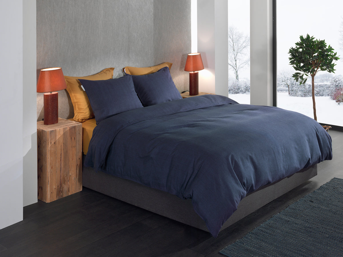 Heckettlane Dekbedovertrek Spina Dark Blue - 100% Katoen-Flanel