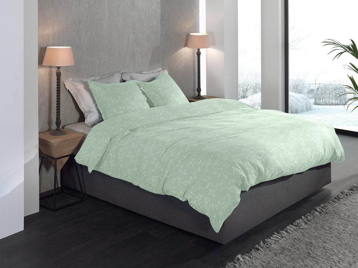Heckettlane Dekbedovertrek Alloro Laurel Green - 100% Katoen-Flanel