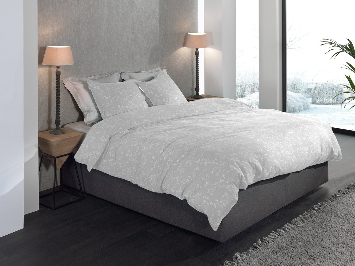 Heckettlane Dekbedovertrek Alloro Light Grey - 100% Katoen-Flanel