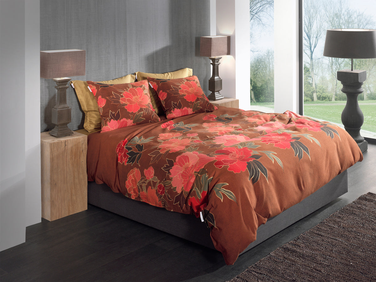 Heckettlane Dekbedovertrek Francesco Orange - 100% Katoen-Flanel