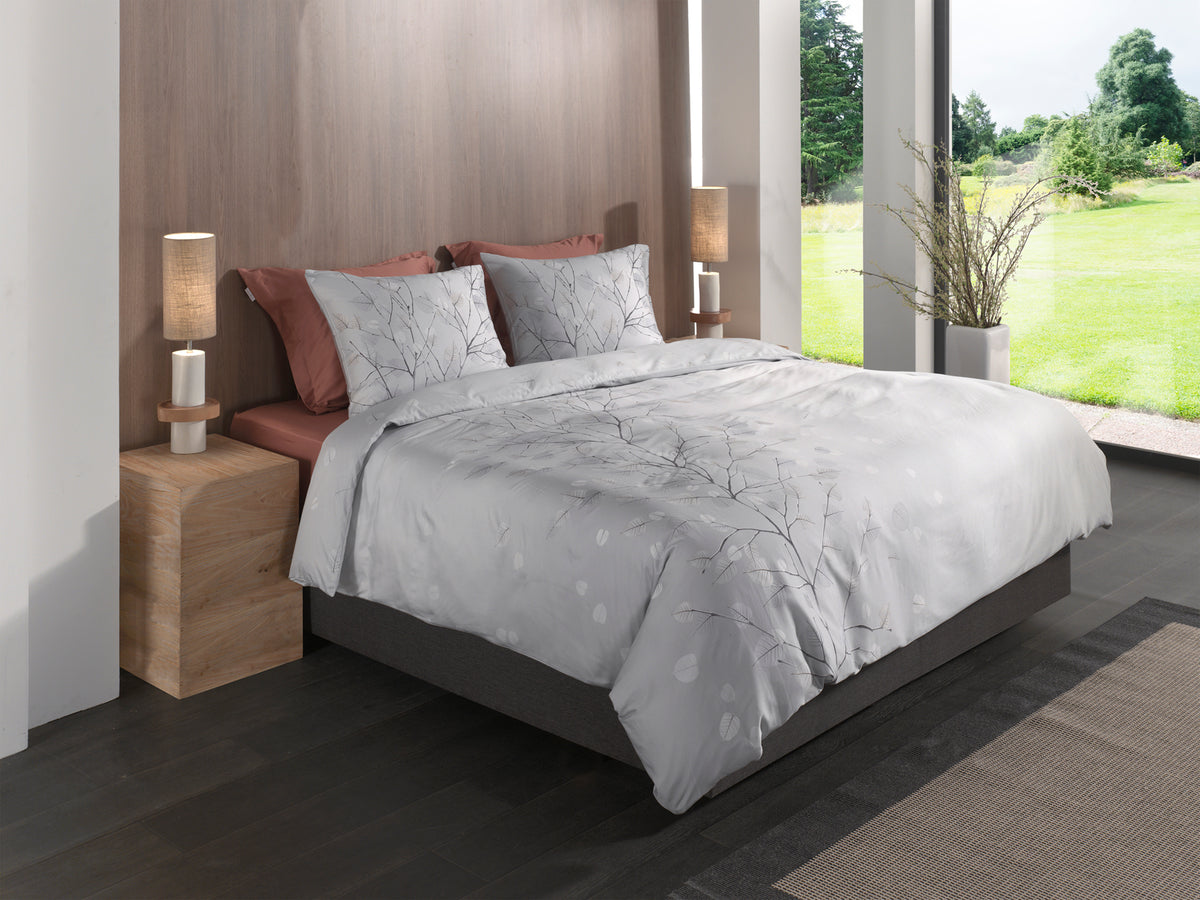 Heckettlane Dekbedovertrek Xia Light Grey - 100% Katoen-Satijn