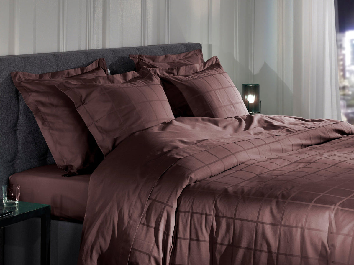 Heckettlane Dekbedovertrek Diamante Marsala Brown - 100% Katoen-Satijn