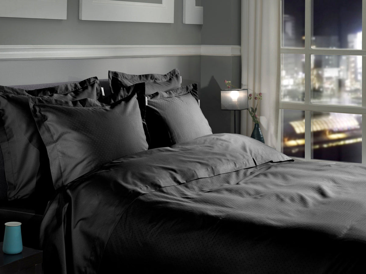 Heckettlane Dekbedovertrek Punto Moonless Black - 100% Katoen-Satijn