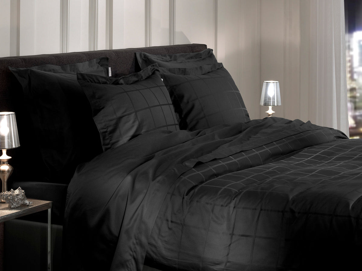 Heckettlane Dekbedovertrek Diamante Moonless Black - 100% Katoen-Satijn