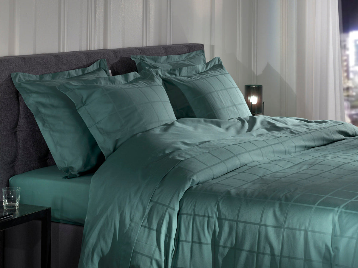 Heckettlane Dekbedovertrek Diamante Mineral Green - 100% Katoen-Satijn